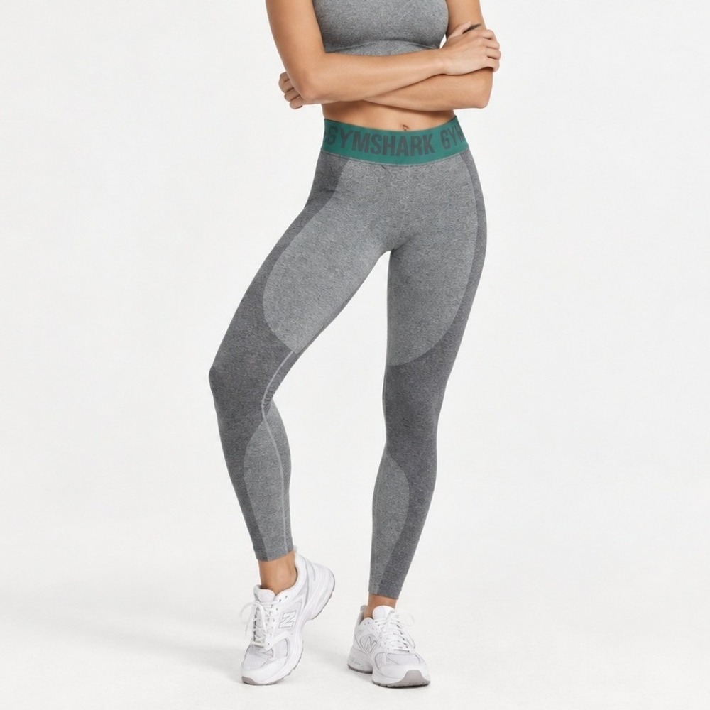 Gymshark Flex Leggings Women's Small Smokey Grey Marl Green Seamless